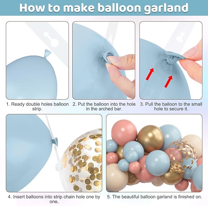 Amandir 153pcs Pink Blue Balloon Garland Arch Kit, Different Sizes 18