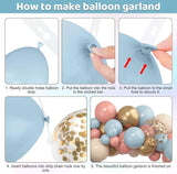 Amandir 153pcs Pink Blue Balloon Garland Arch Kit, Different Sizes 18