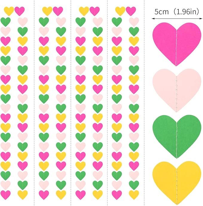 Hawaii Pool Party-Decorations Love-Heart Garland - 52Ft Tropical