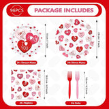 200Pcs Valentine's Day Party Supplies Pink Ture Love Heart Plates
