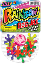 JA-RU Jumbo Jax Toy Set w/Rubber Ball (24 Jax Set) Rainbow Neon Color