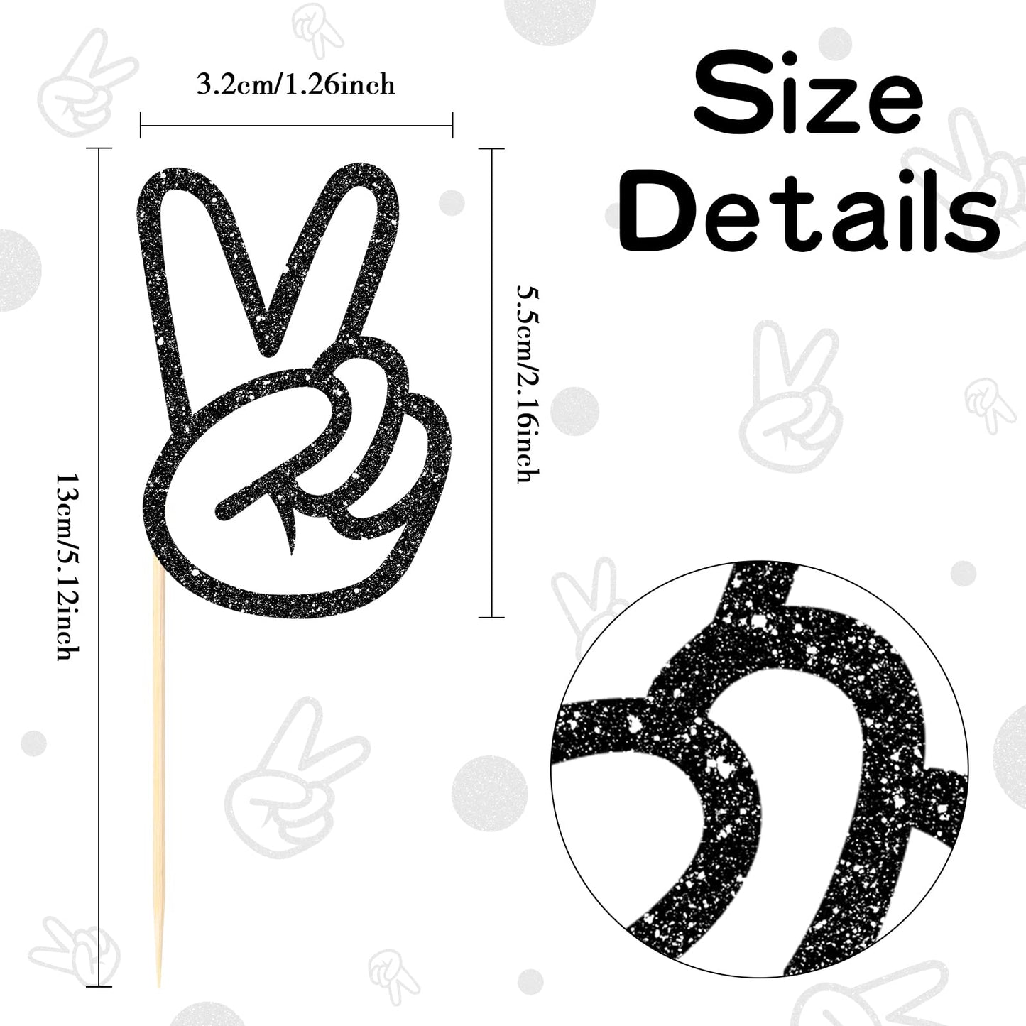 Spakon 24 Pcs Peace Sign Cupcake Toppers Glitter Peacekeeper Cupcake
