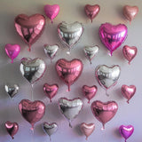 Hot Pink Silver Heart Balloons, 19PCS Light Pink Heart Shape Balloon