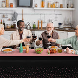 8Pack Disposable Plastic Tablecloths and Satin Table Runner Set Black