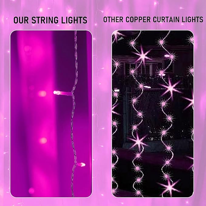Dazzle Bright 300 LED Curtain String Lights Valentine's Day Fairy