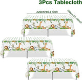 Jungle Safari Tablecloths 3Pcs Wild Animal Table Cover for Safari