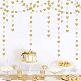 White-Gold Champagne Party-Decorations Heart Streamers Garland - 52Ft