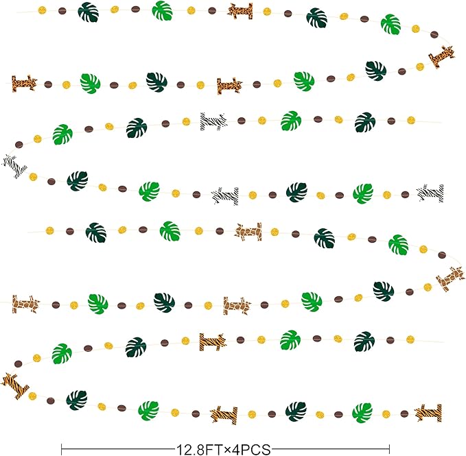 Wild One Jungle Theme Decorations Palm Leaf Dot Circle Garland