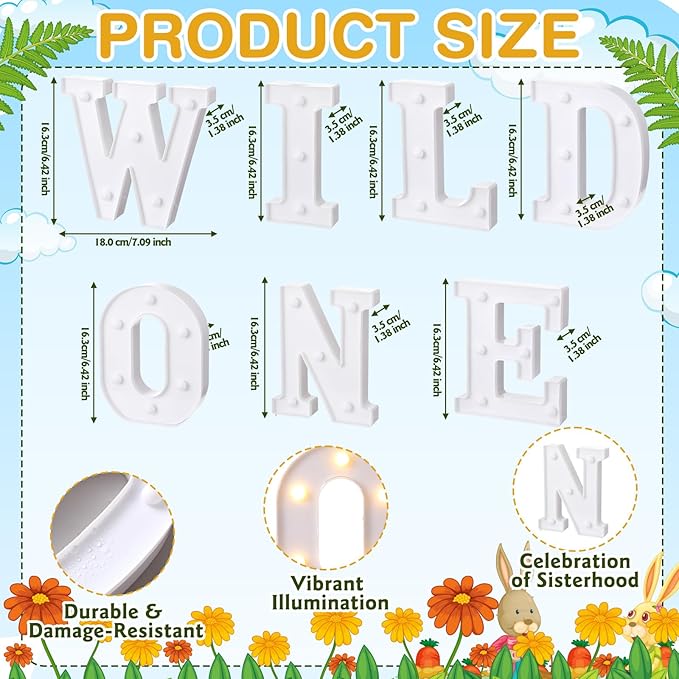 7 Pcs Wild One Birthday Party Decorations Wild One Neon Light Sign