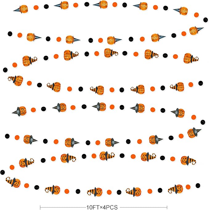 Clearance Pumpkin Polka Dots Garlands Happy Halloween Trick or Treat