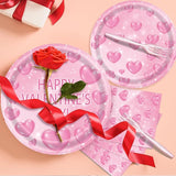 96 Pieces Valentine's Day Tableware Set Pink Heart Disposable Plates