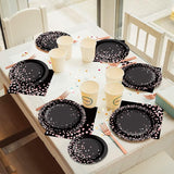 96PCS Black and Rose Gold Party Supplies Rose Gold Paper Plates