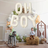 Large Beige Oh Boy Balloons, 40 Inch Cream White Sand OH BOY Balloon