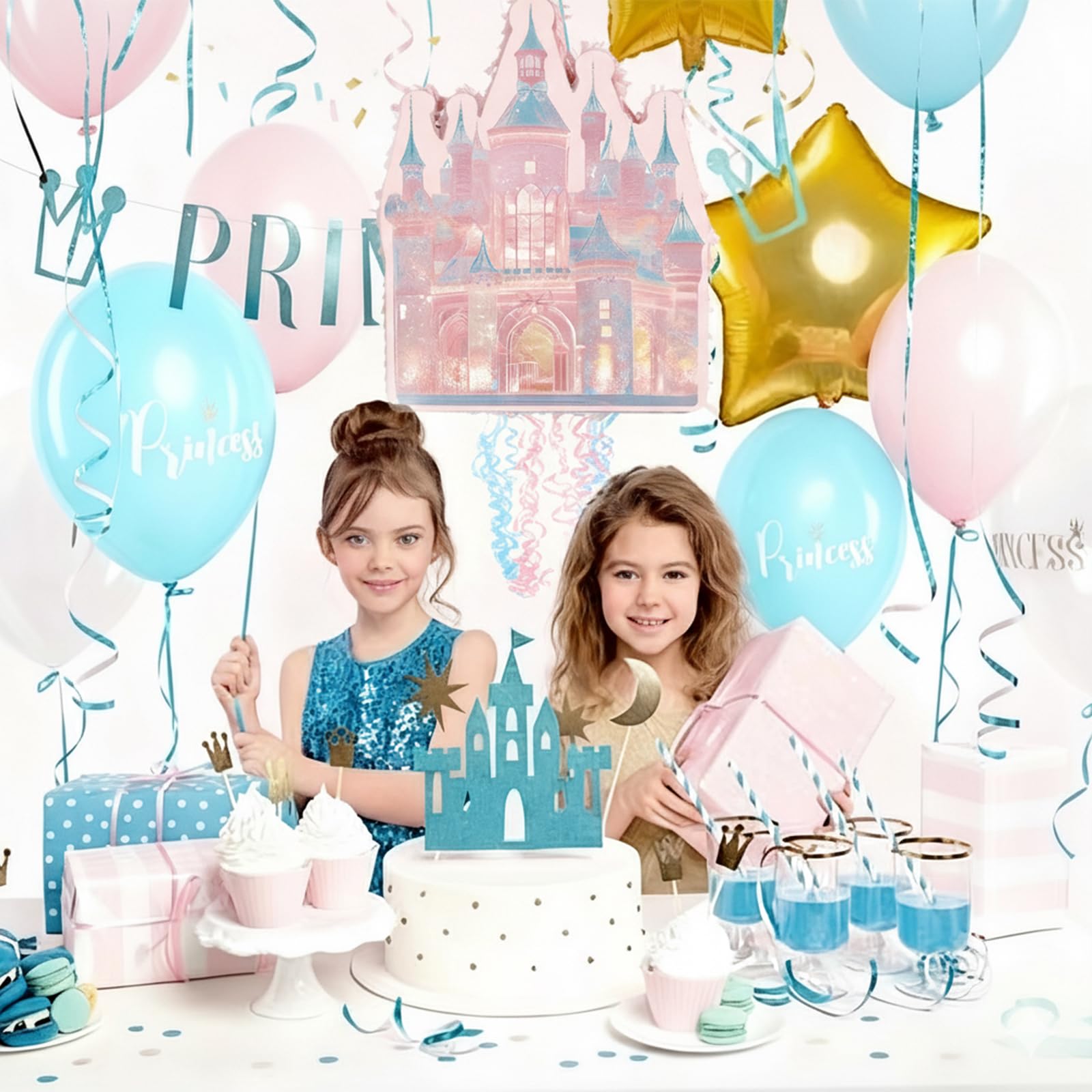 Princess Castle Pinata Set - Coquette Pink Castle Pull String Piñata