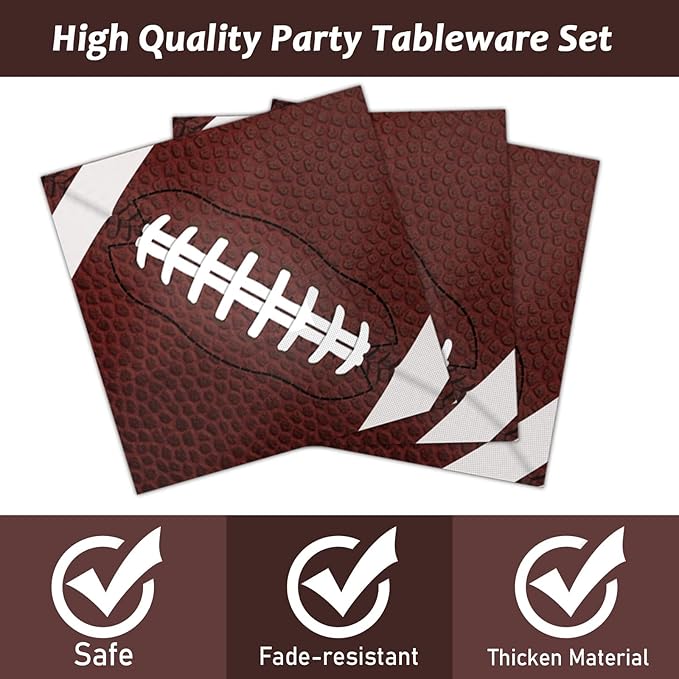 96 Pcs Football Party Supplies Bundle Paper Plates Napkins Football