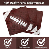 96 Pcs Football Party Supplies Bundle Paper Plates Napkins Football