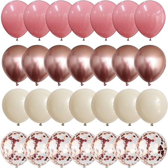 Dusty Pink and Rose Gold Balloons 12In Retro Blush Pink Beige White