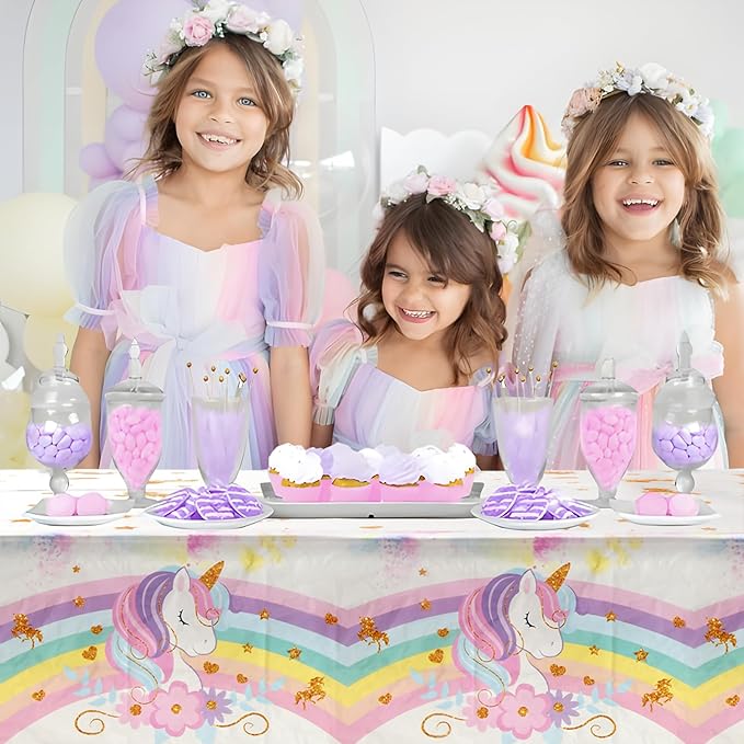 3PCS Unicorns Tablecloths for Birthday Decoration Unicorn Party