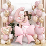 40 Inch Number 6 Balloon Pink, Dusty Blush Pink Gold White Sand
