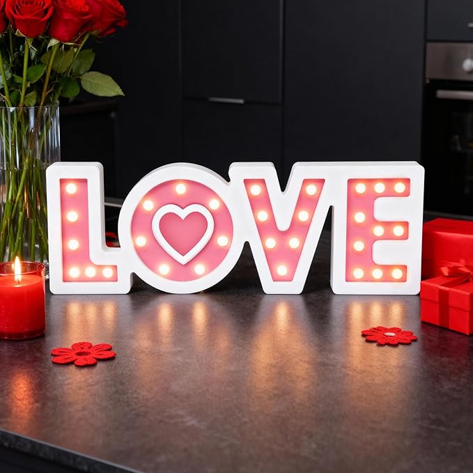 Light UP Valentine's Day Wooden Love Sign Valentines Day Love