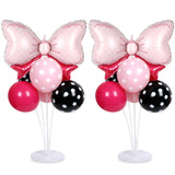 Pink Mouse Party Balloons Stand Kit 2 Sets with 2 Bow Foil Balloons