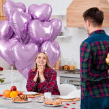 Purple Foil Heart Balloons, 12Pcs Lavender Purple Heart Shape Foil