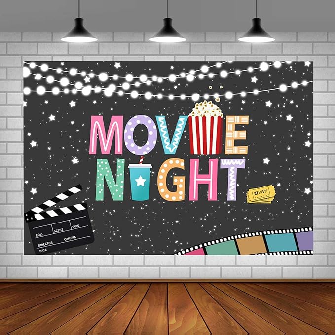 Cinema Movie Night Backdrop Popcorn Movie Party Birthday Party