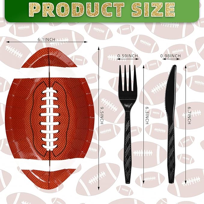 150 PCS Football Party Supplies Kit Contains 50 Football Plates