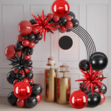 6Pcs Black Red Foil Balloons,22Inch Black Red 4D Round Ball Balloon