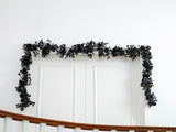 6FT Black Halloween Garland with 10 Black Rose and Berries