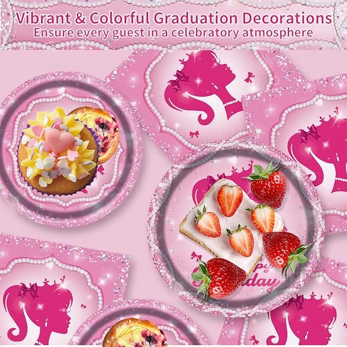 194 Pcs Pink Princess Party Supplies Kit for 24 Guests Disposable