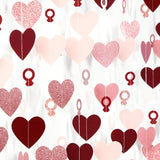 Rose-Gold Pink Burgundy-Red Heart-Ring Garland - 52Ft Engagement