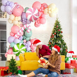 Christmas Balloon Garland Arch Kit Pastel Pink Purple Green Balloons