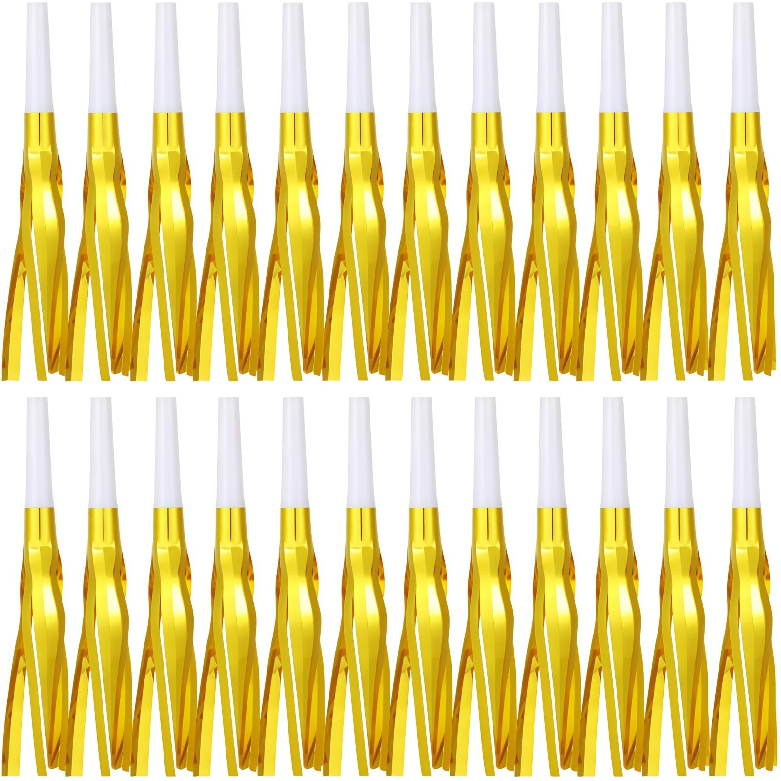 LCPQMZGH 24 Pcs Party Blowers, New Years Eve Noise Makers, Gold Noise