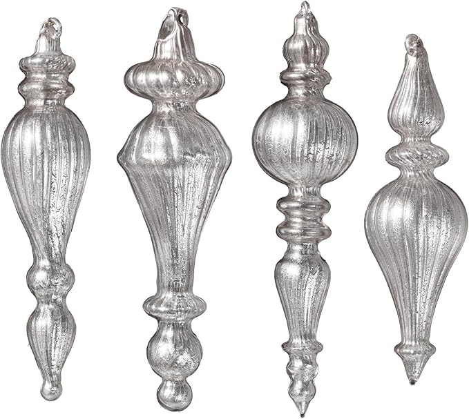 DN DECONATION Mercury Glass Finial Christmas Ornaments, Large Hanging