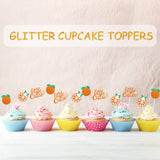 Zonon 48 Pcs Baby Shower Little Cutie Glitter Cupcake Toppers