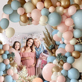 Gender Reveal Balloon Arch Kit 144PCS Dusty Pink and Blue Balloons