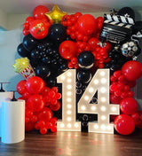 Movie Night Balloon Garland Arch Kit 134pcs Black Red Chrome Gold