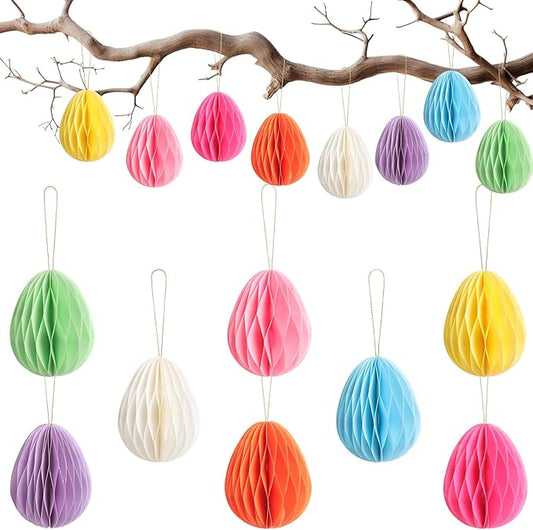 16 Pcs Easter Decorations Eggs Hanging Ornaments Paper