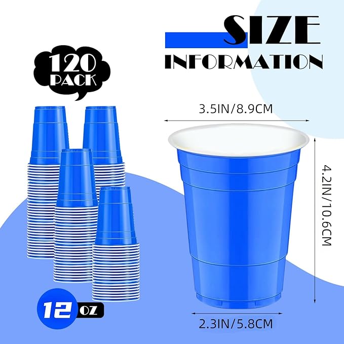 120 Pcs Blue Plastic Cups Gender Reveal plastic Disposable cups 12 oz
