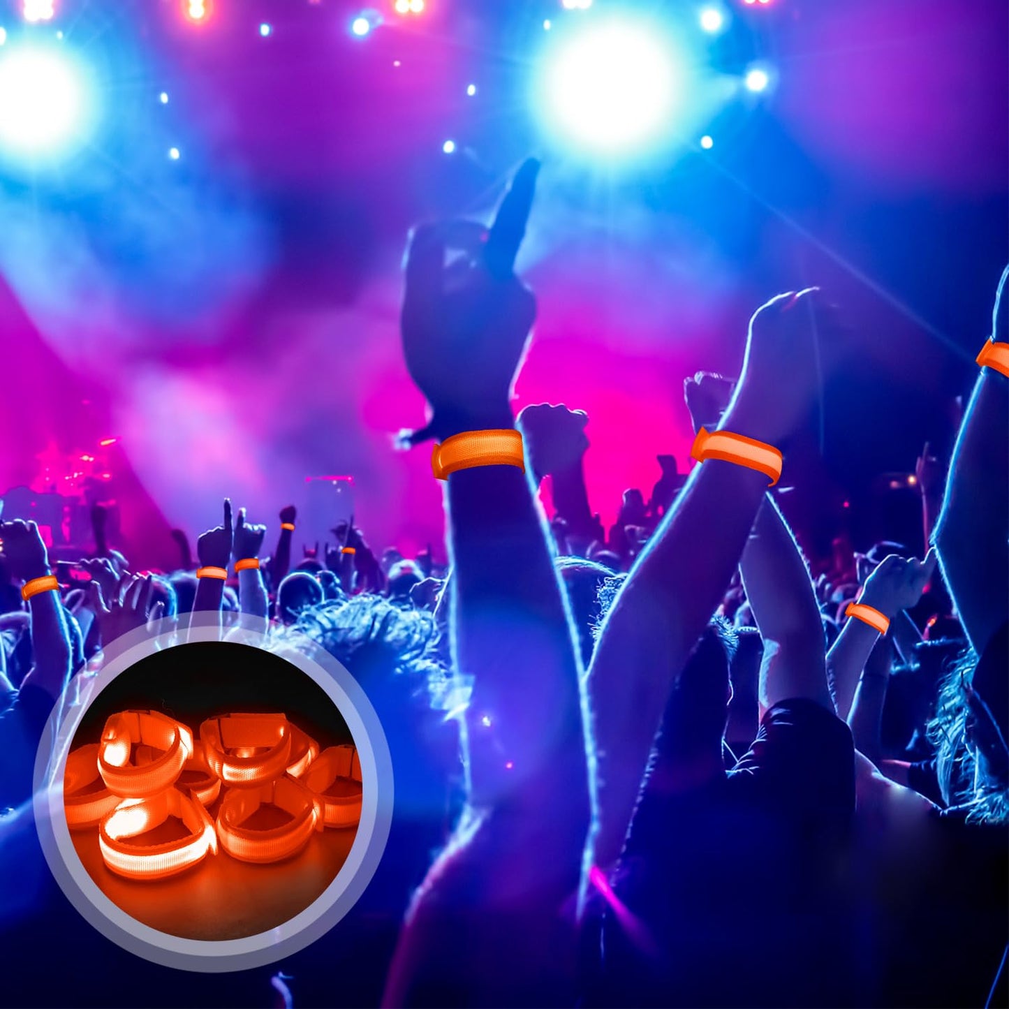 M.best 8pcs LED Light Up Bracelets Glow Flashing Wristbands Glow in