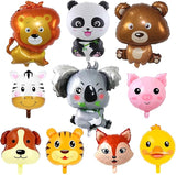 10 Pcs Safari Animal Balloons for Jungle Birthday Party Decorations -