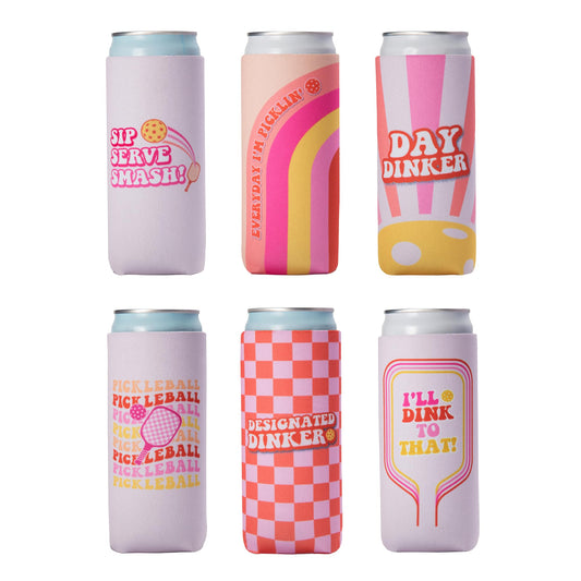 Funny Pickleball Gifts for Women I Pickleball Themed Slim Can Coolers