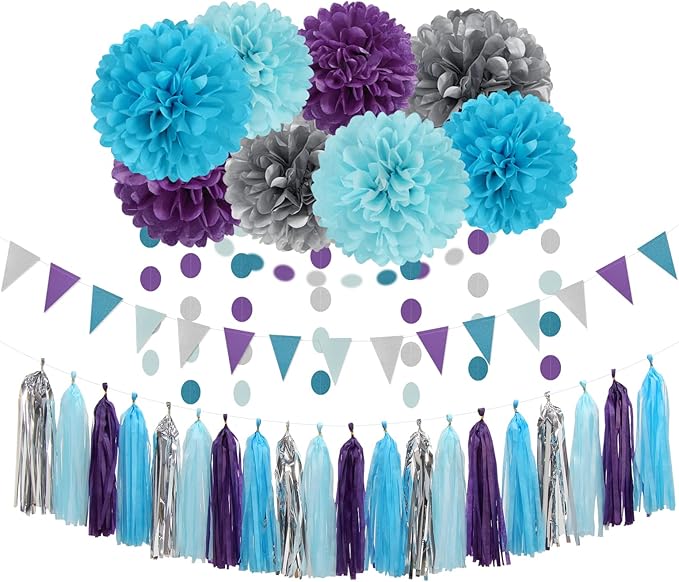 Purple-Blue Silver Frozen Christmas Party-Decorations - 30pcs Tissue