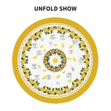 elezan Lemon Round Tablecloth 70 inch, Yellow Citrus Fruit Summer