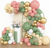 Amandir 153pcs Retro Green Pink Balloon Garland Arch Kit, Different