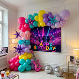 K-Pop Music themed Birthday Decorations & with Pink Purple Teal Yellow