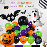 Halloween Decorations with Orange Black Green Purple Balloon Garland