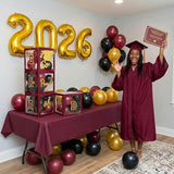 Maroon Black and gold Decorations 2026 Set of 4 Graduation Balloon