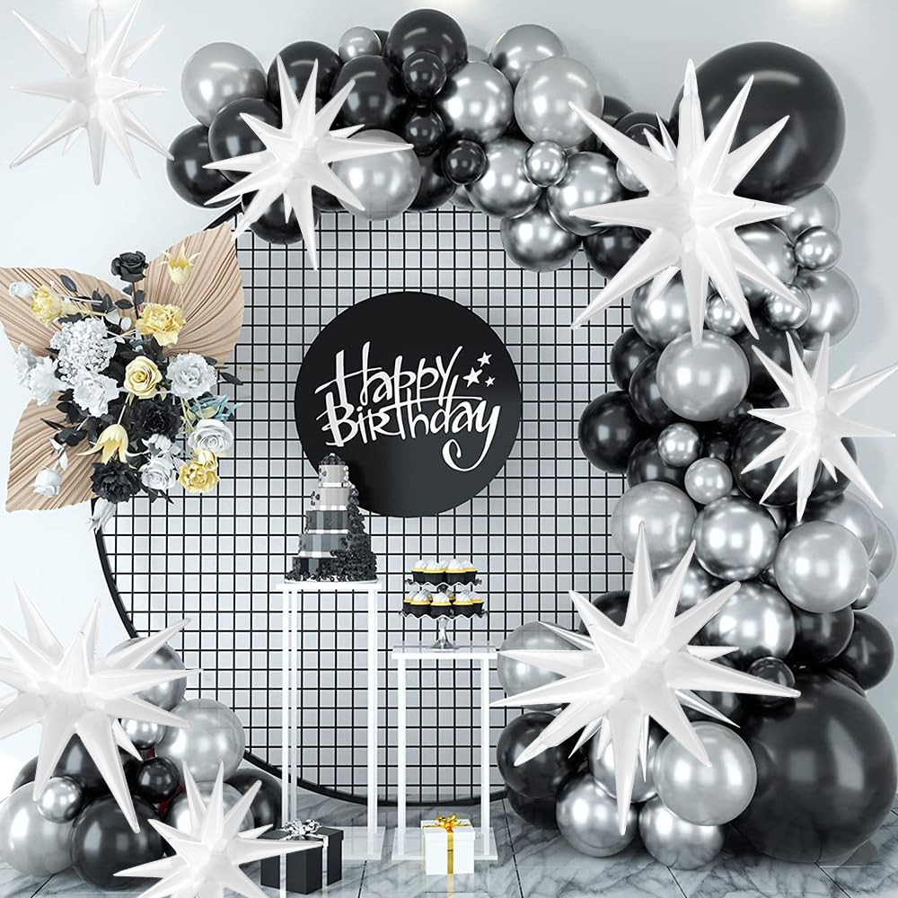 White Balloons White Star Balloons 8 Pcs Mylar Pearl Arch Disco Ball